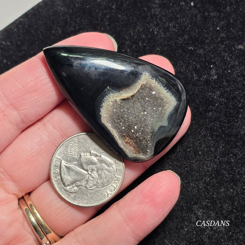 Black Druzy Agate Cabochon