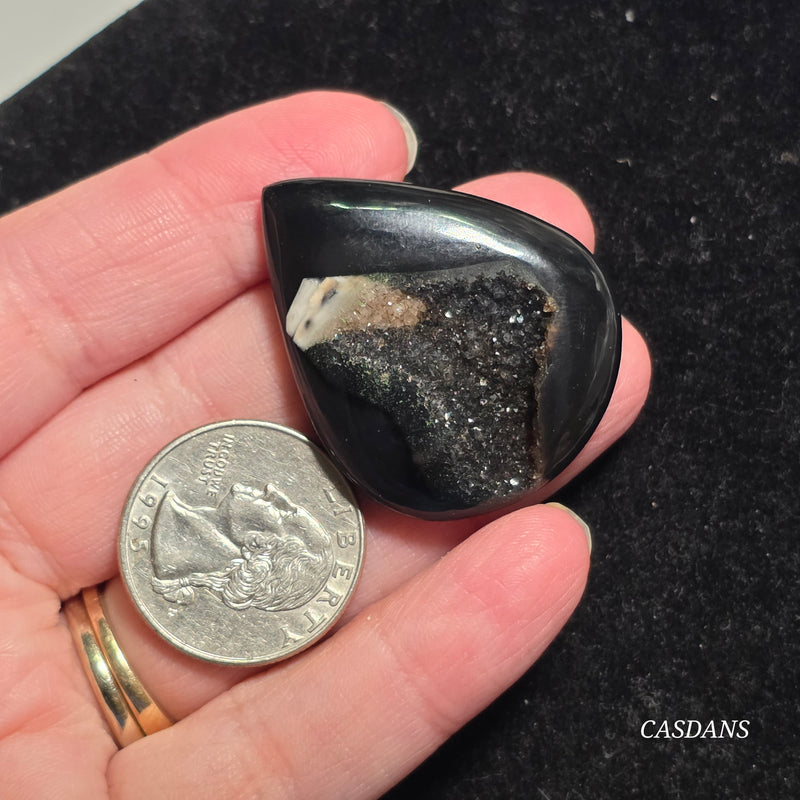 Black Druzy Agate Cabochon