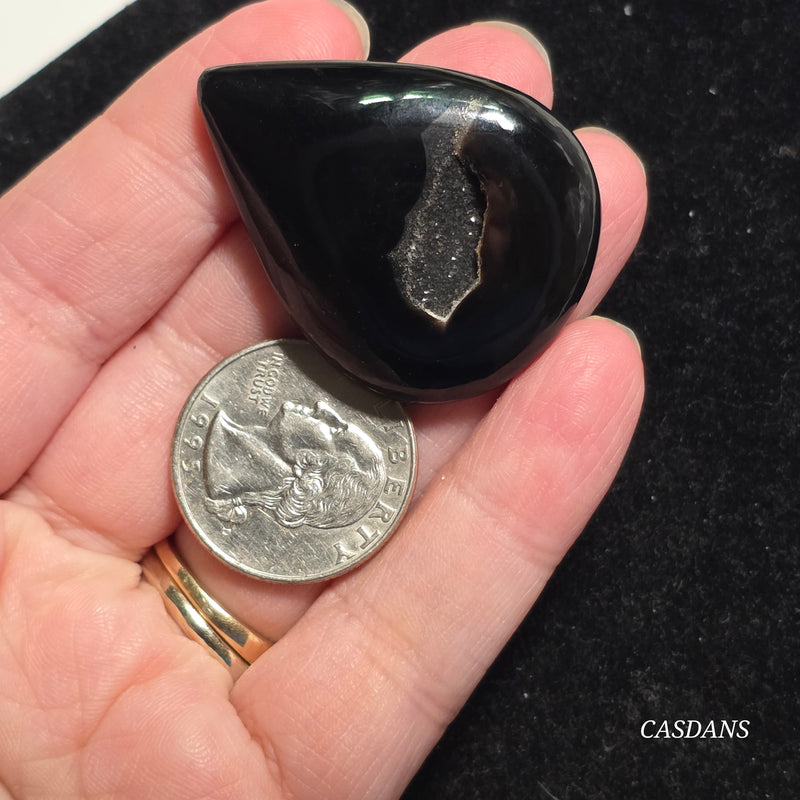 Black Druzy Agate Cabochon