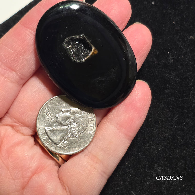 Black Druzy Agate Cabochon