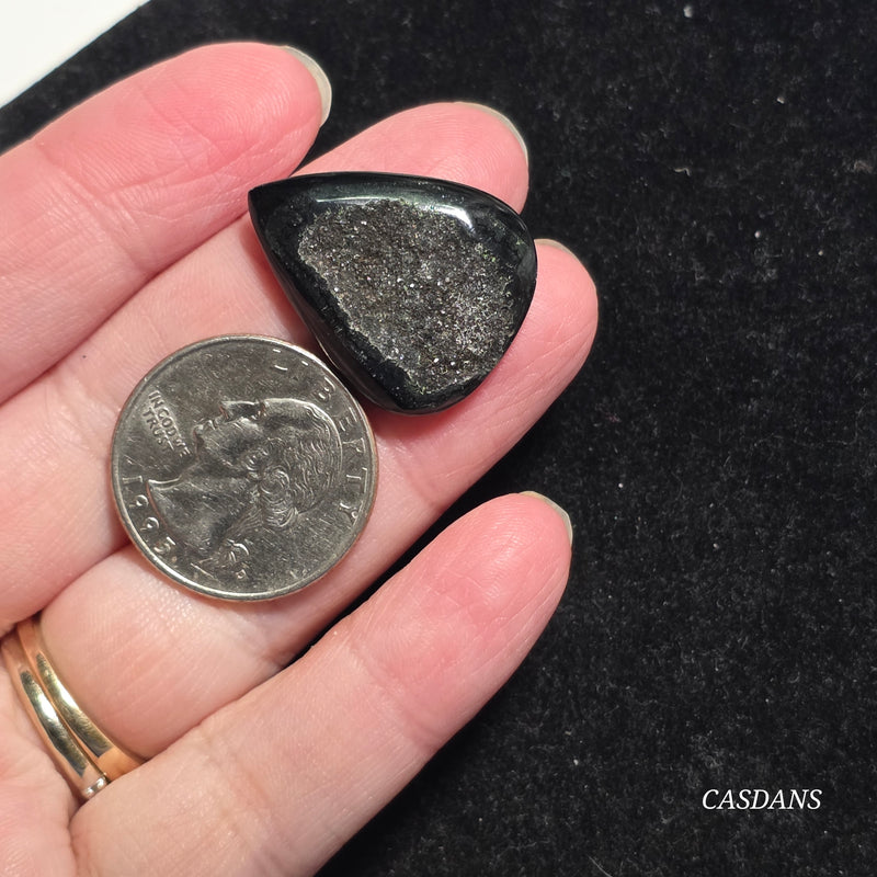 Black Druzy Agate Cabochon