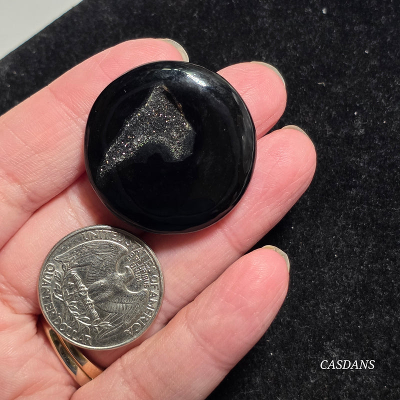Black Druzy Agate Cabochon