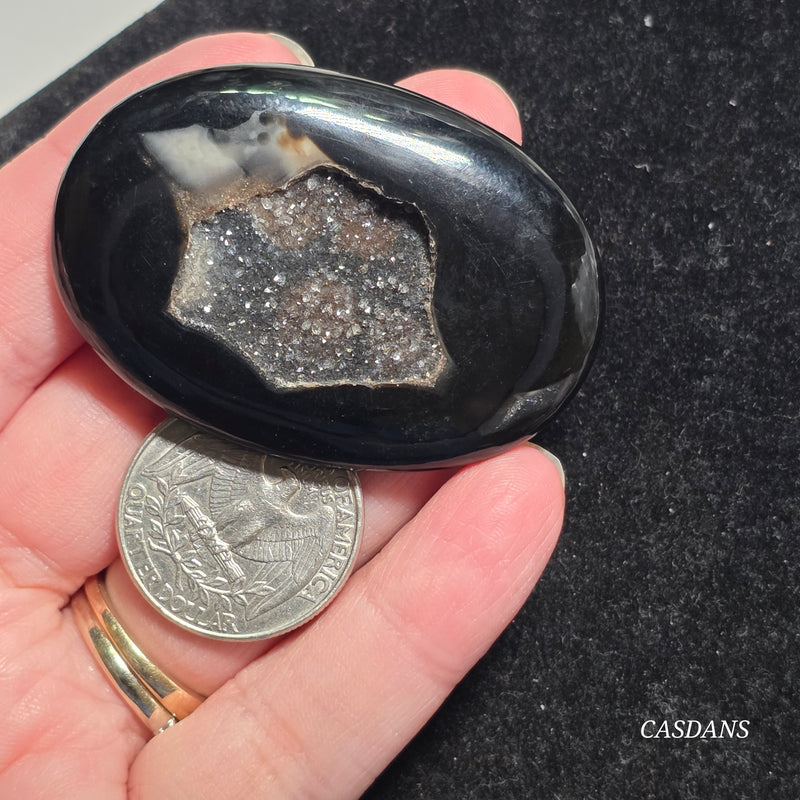 Black Druzy Agate Cabochon