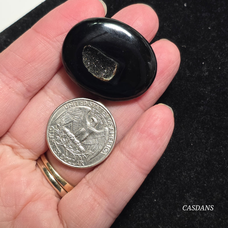Black Druzy Agate Cabochon