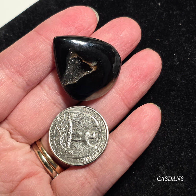 Black Druzy Agate Cabochon