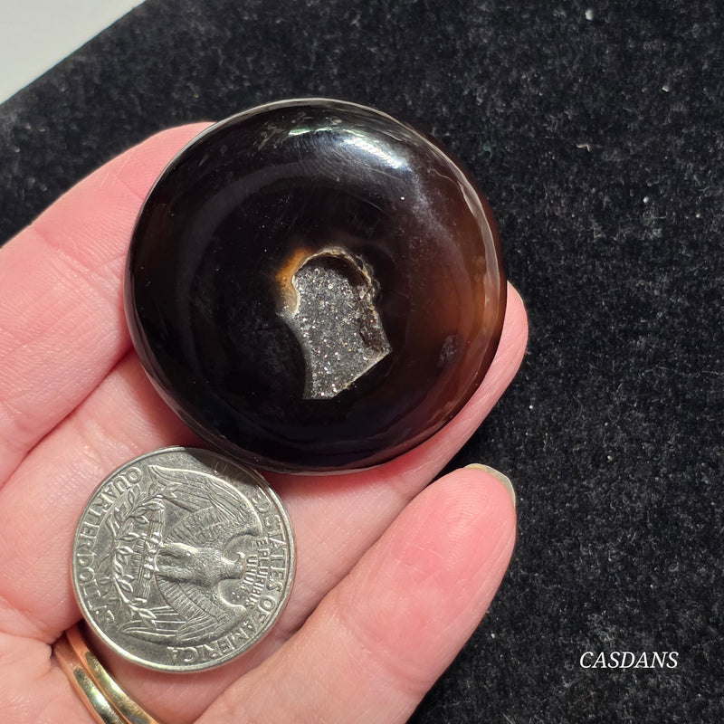 Black Druzy Agate Cabochon
