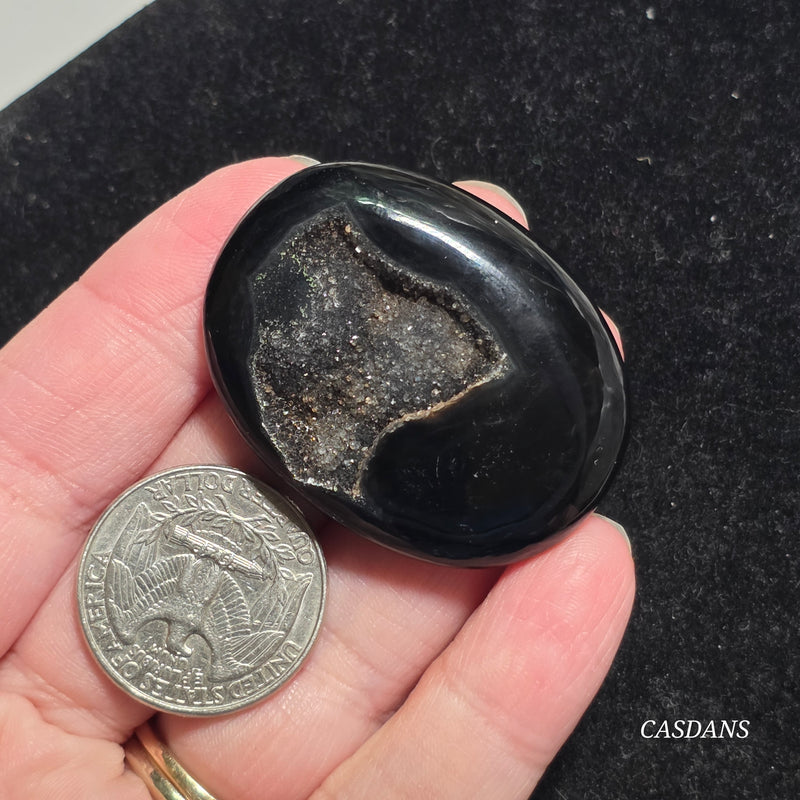 Black Druzy Agate Cabochon