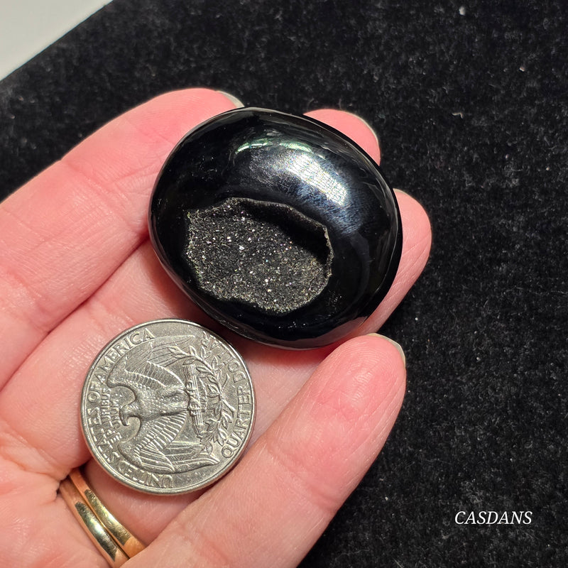 Black Druzy Agate Cabochon
