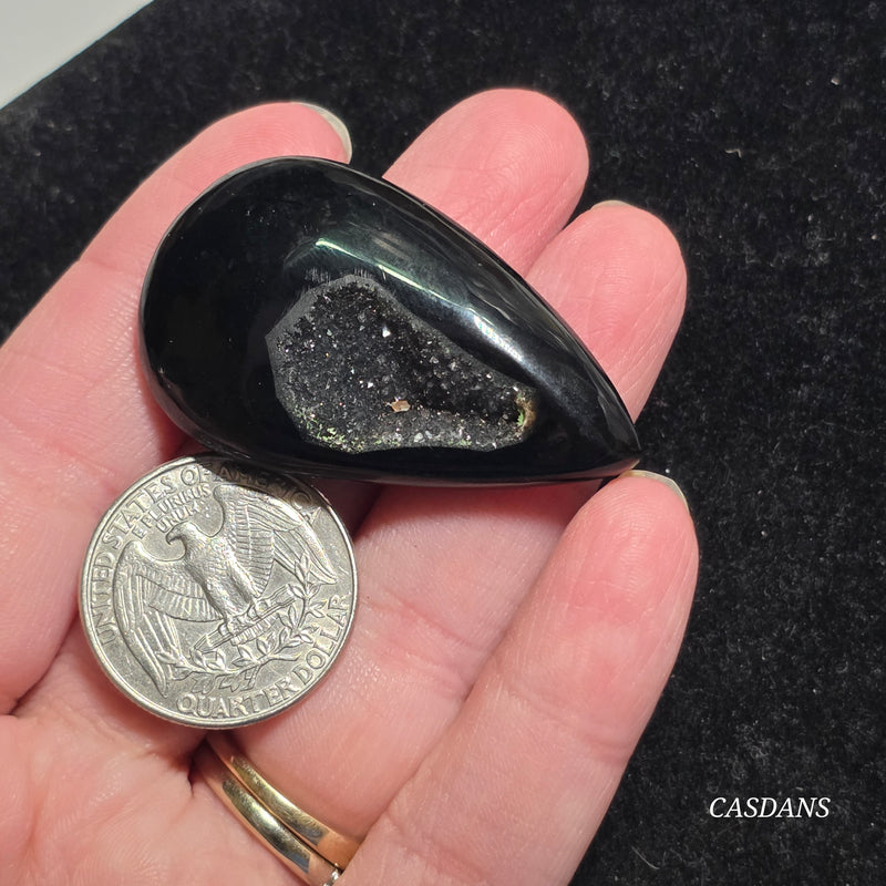 Black Druzy Agate Cabochon