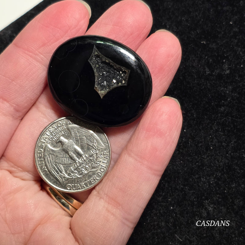 Black Druzy Agate Cabochon