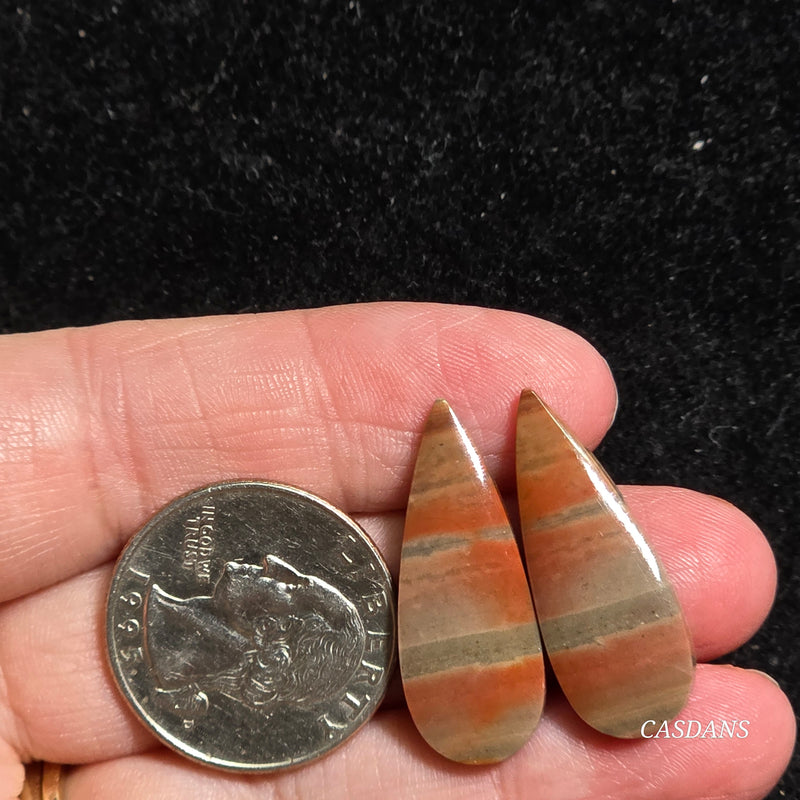 Polychrome Jasper Cabochon Pair