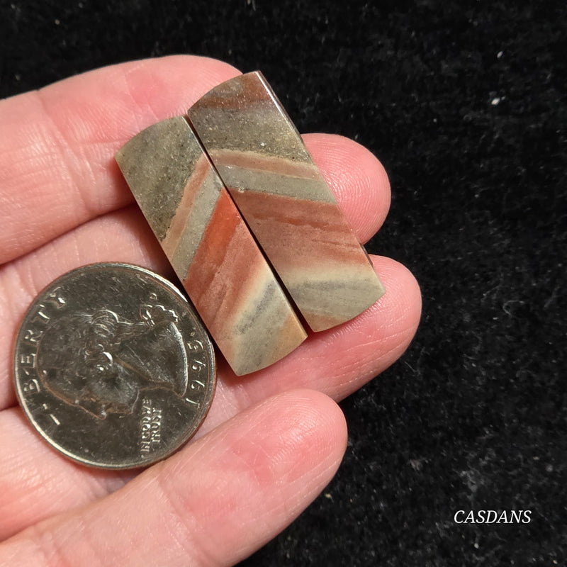 Polychrome Jasper Cabochon Pair