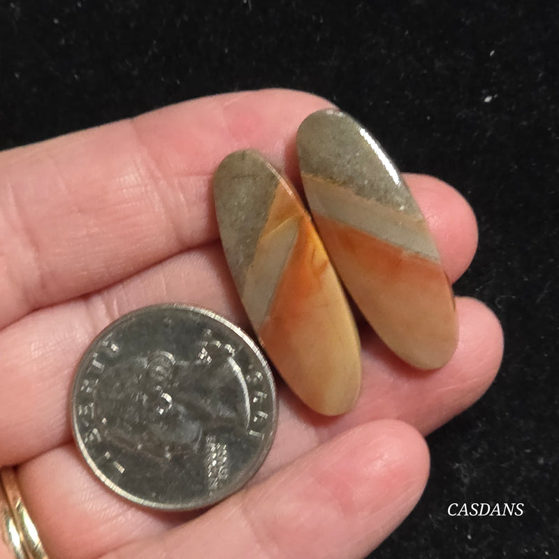 Polychrome Jasper Cabochon Pair