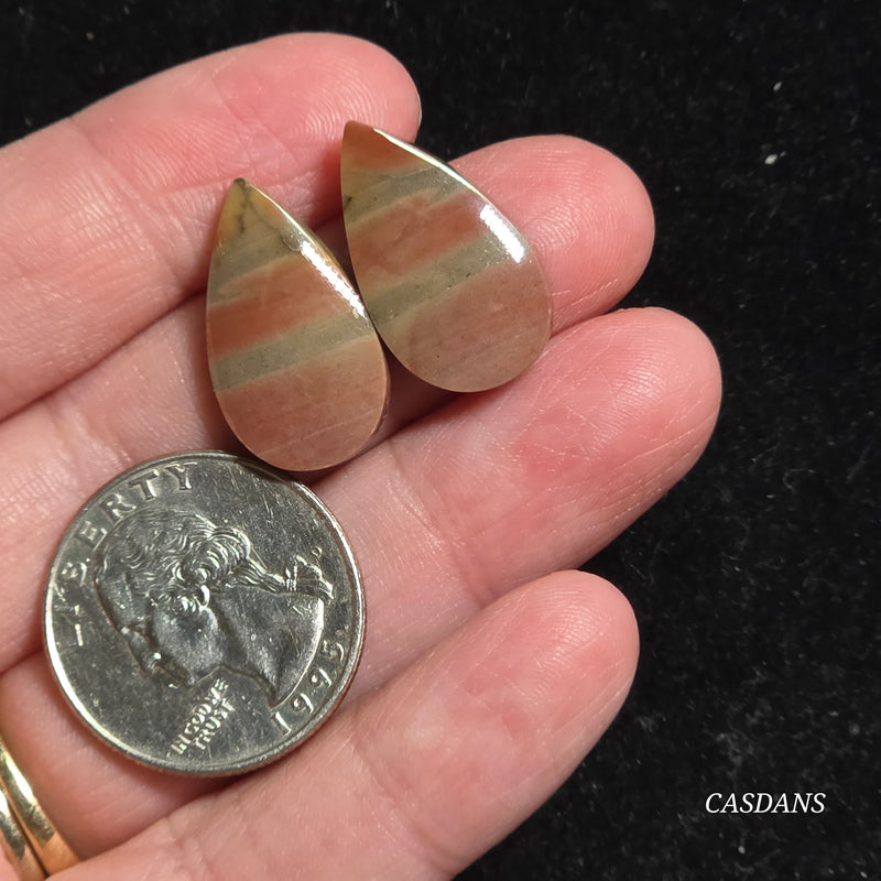 Polychrome Jasper Cabochon Pair