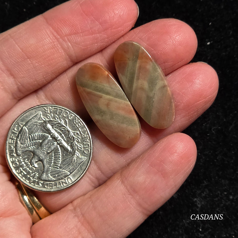 Polychrome Jasper Cabochon Pair