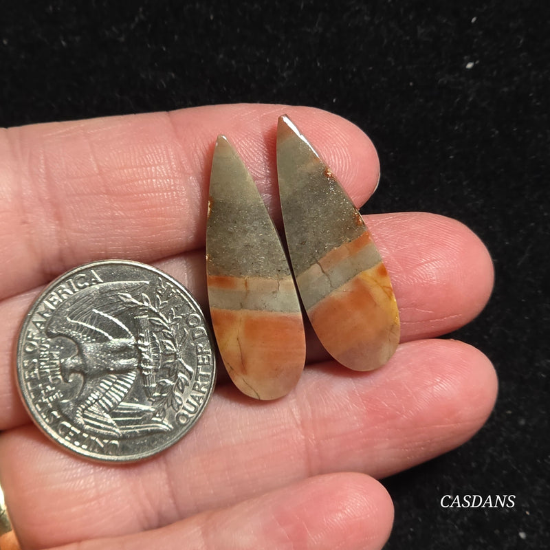 Polychrome Jasper Cabochon Pair