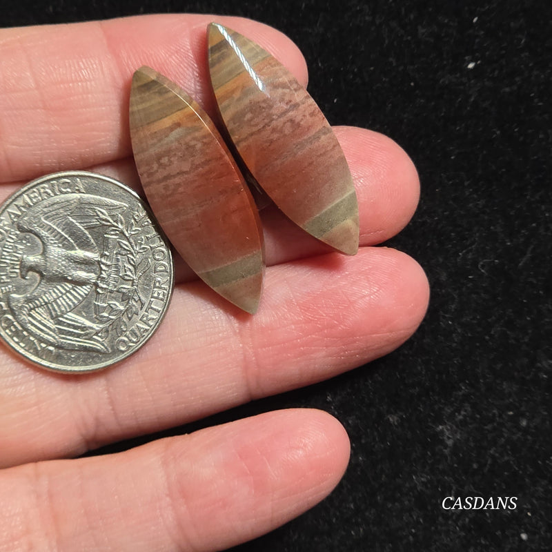 Polychrome Jasper Cabochon Pair