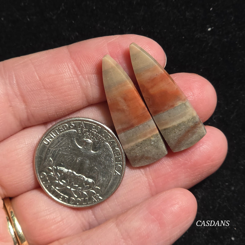 Polychrome Jasper Cabochon Pair