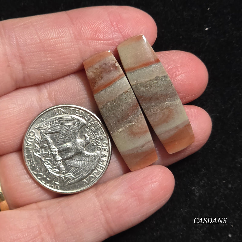 Polychrome Jasper Cabochon Pair