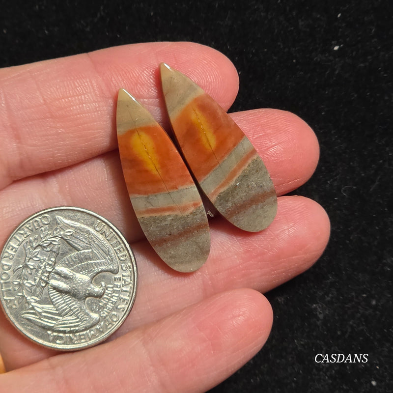 Polychrome Jasper Cabochon Pair