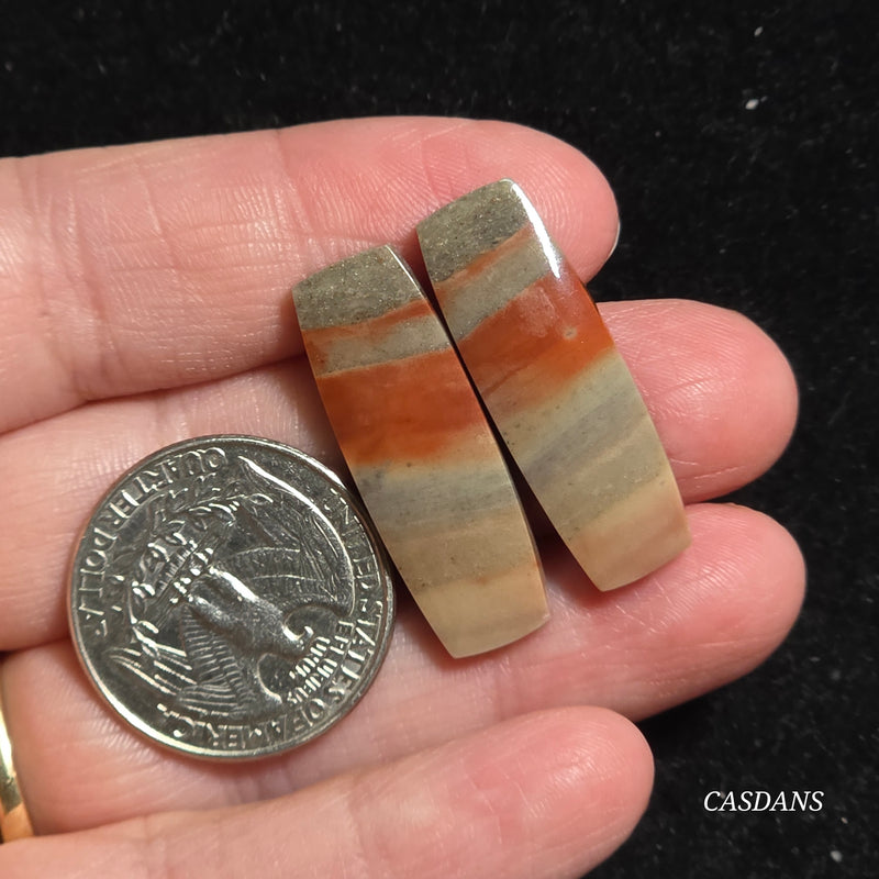 Polychrome Jasper Cabochon Pair