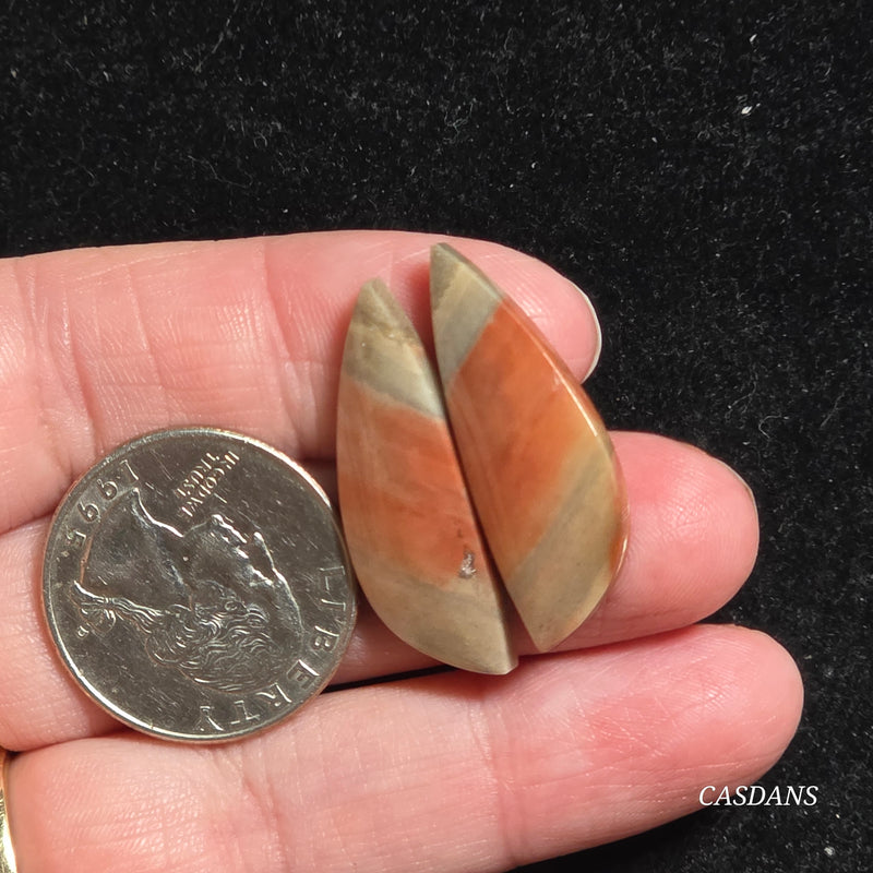 Polychrome Jasper Cabochon Pair
