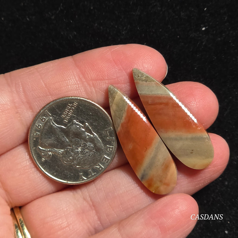 Polychrome Jasper Cabochon Pair