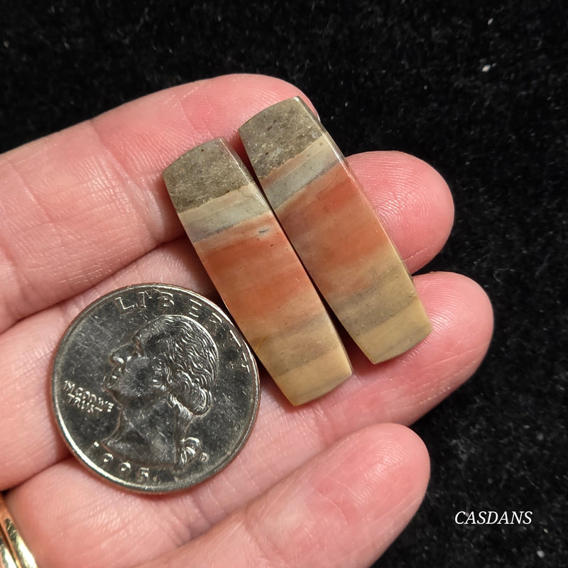 Polychrome Jasper Cabochon Pair