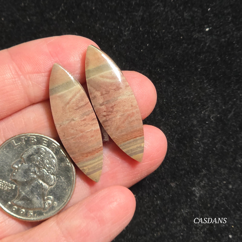 Polychrome Jasper Cabochon Pair