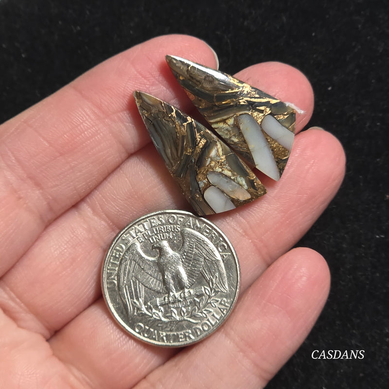 Dream Weaver Composite Cabochon Pair (Contains Mother of Pearl and Abalone Shell)