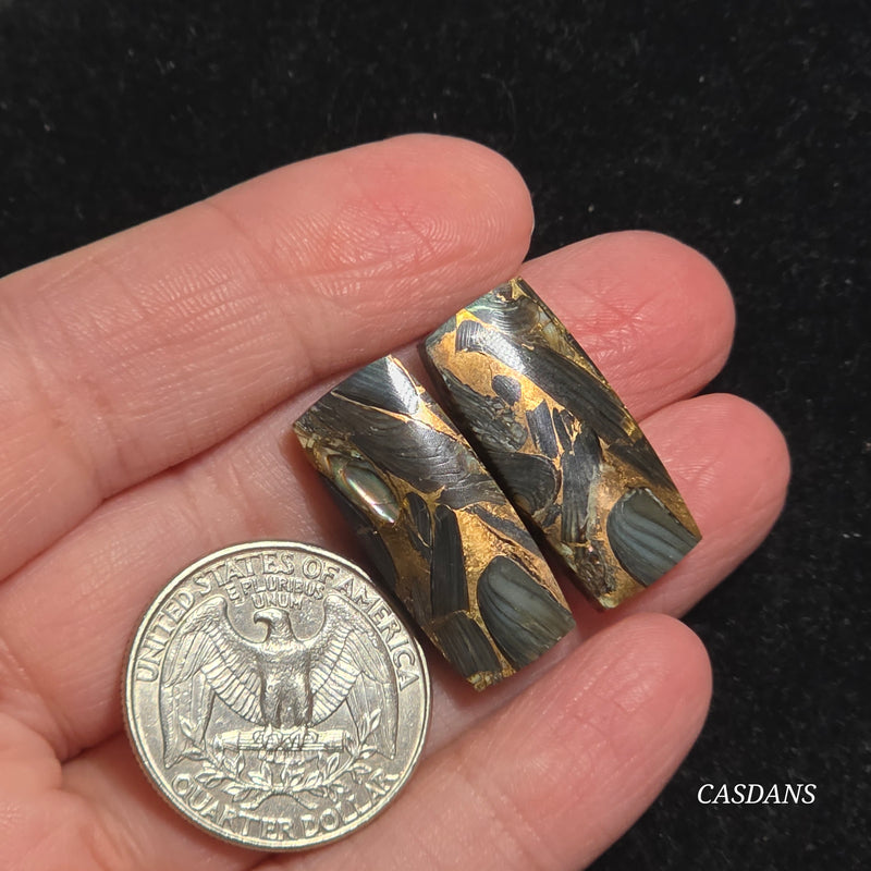 Dream Weaver Composite Cabochon Pair (Contains Mother of Pearl and Abalone Shell)