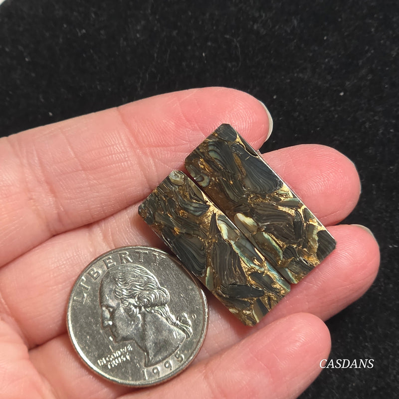 Dream Weaver Composite Cabochon Pair (Contains Mother of Pearl and Abalone Shell)