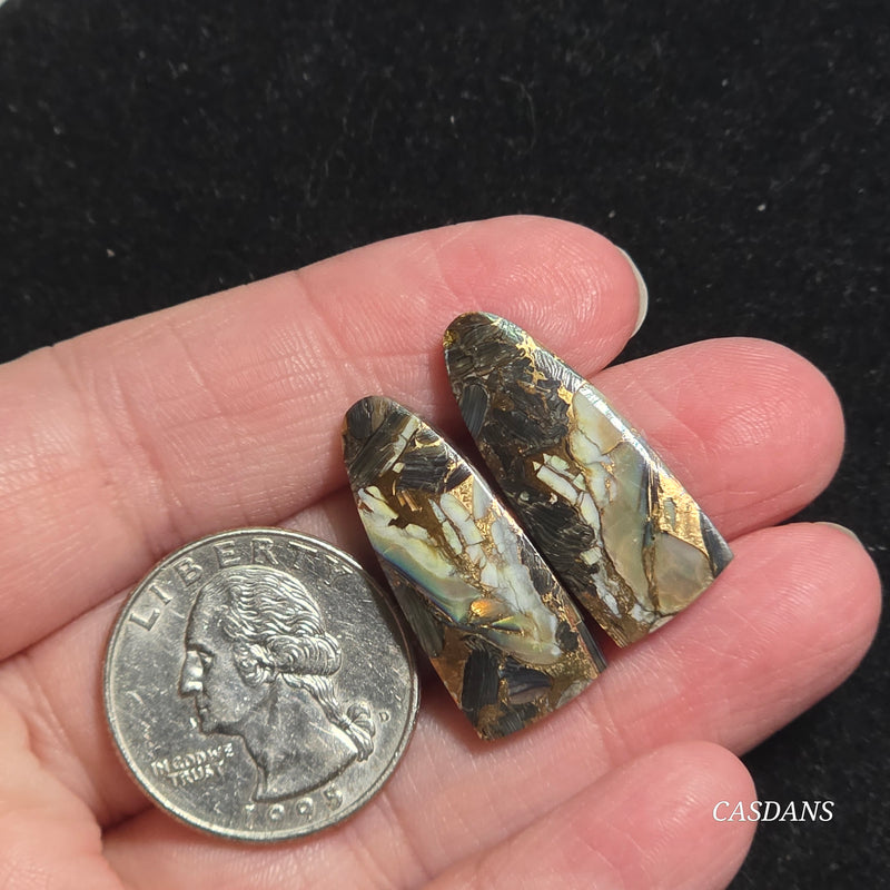 Dream Weaver Composite Cabochon Pair (Contains Mother of Pearl and Abalone Shell)