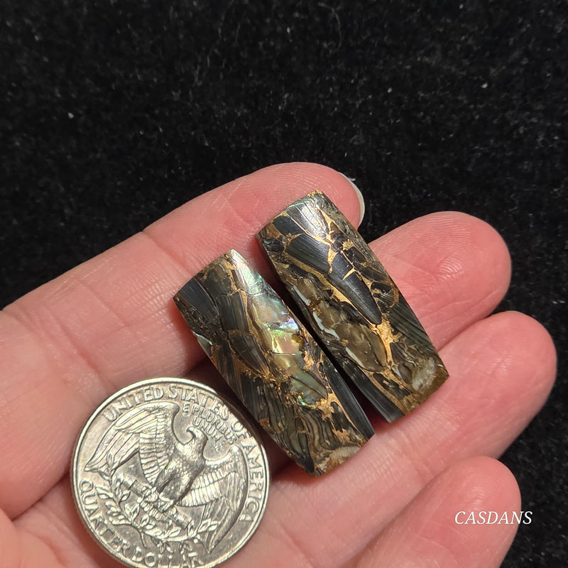 Dream Weaver Composite Cabochon Pair (Contains Mother of Pearl and Abalone Shell)