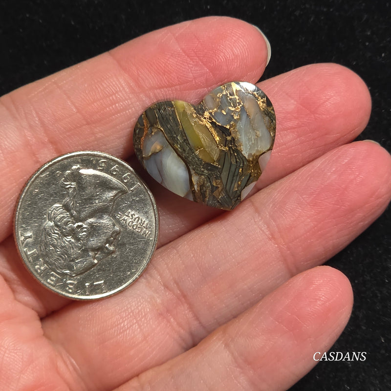Dream Weaver Composite Heart Cabochon (Contains Mother of Pearl and Abalone Shell)
