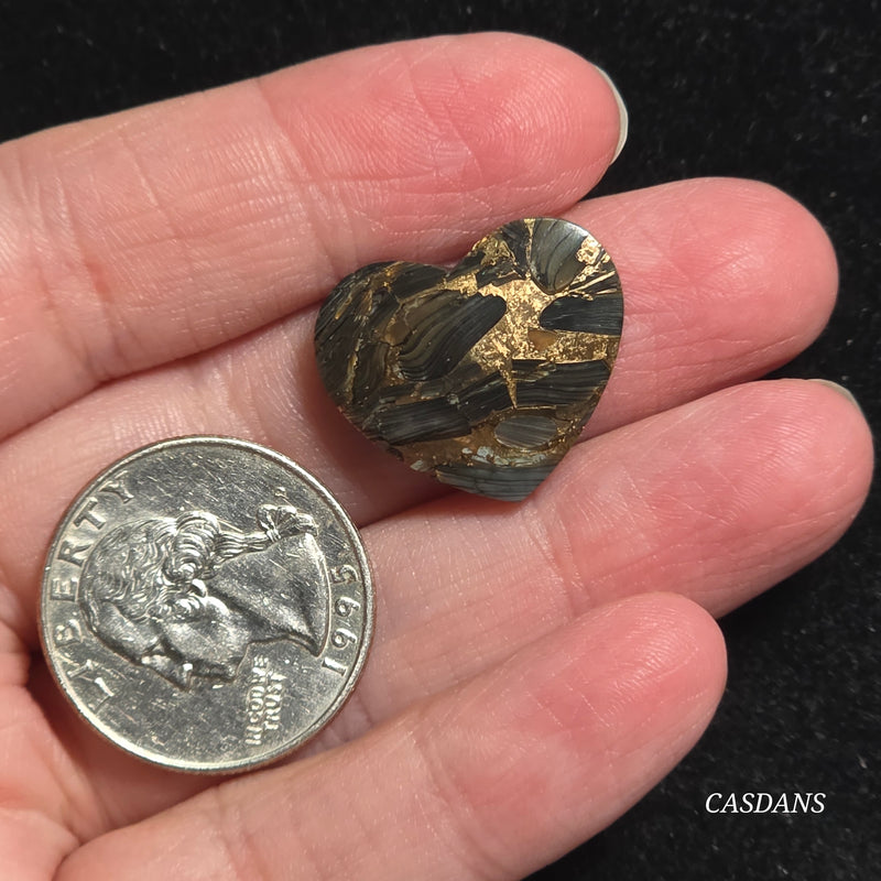Dream Weaver Composite Heart Cabochon (Contains Mother of Pearl and Abalone Shell)