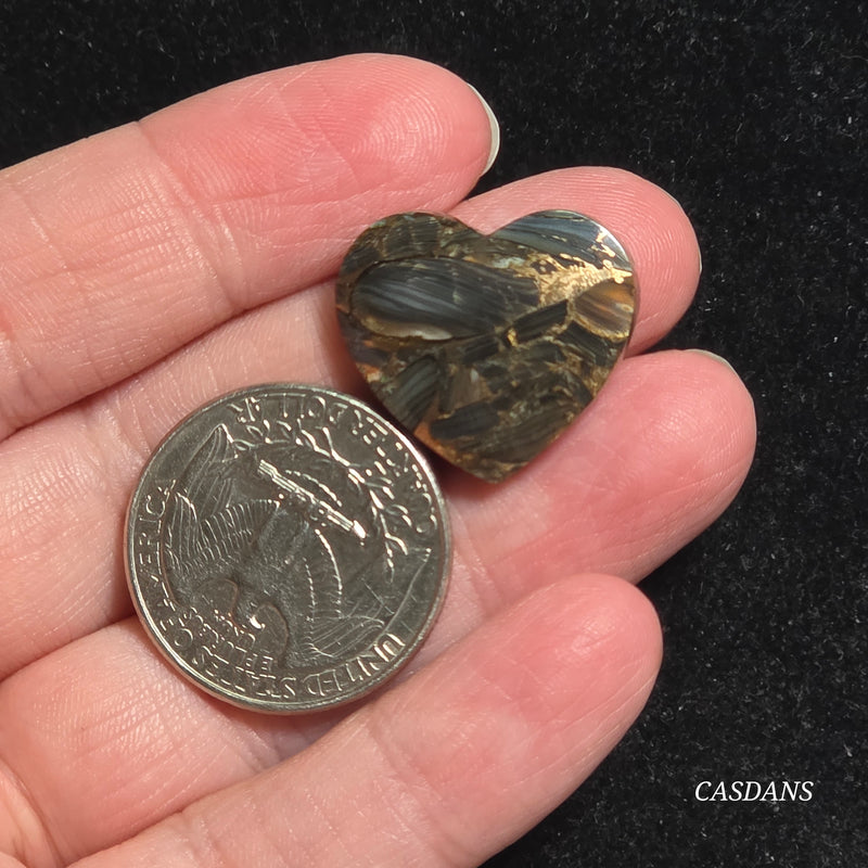 Dream Weaver Composite Heart Cabochon (Contains Mother of Pearl and Abalone Shell)