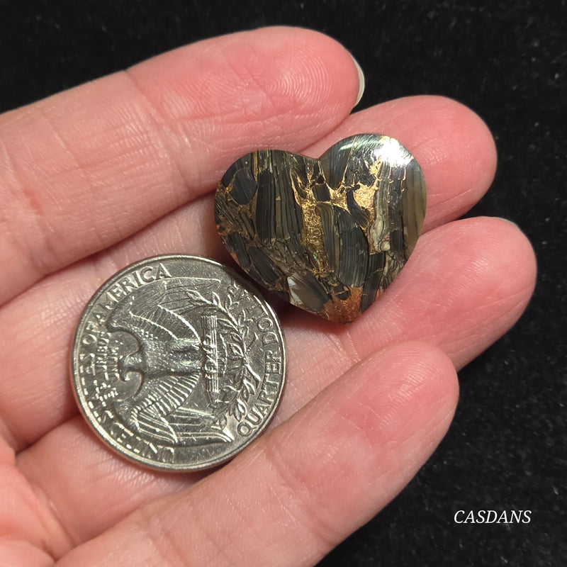 Dream Weaver Composite Heart Cabochon (Contains Mother of Pearl and Abalone Shell)