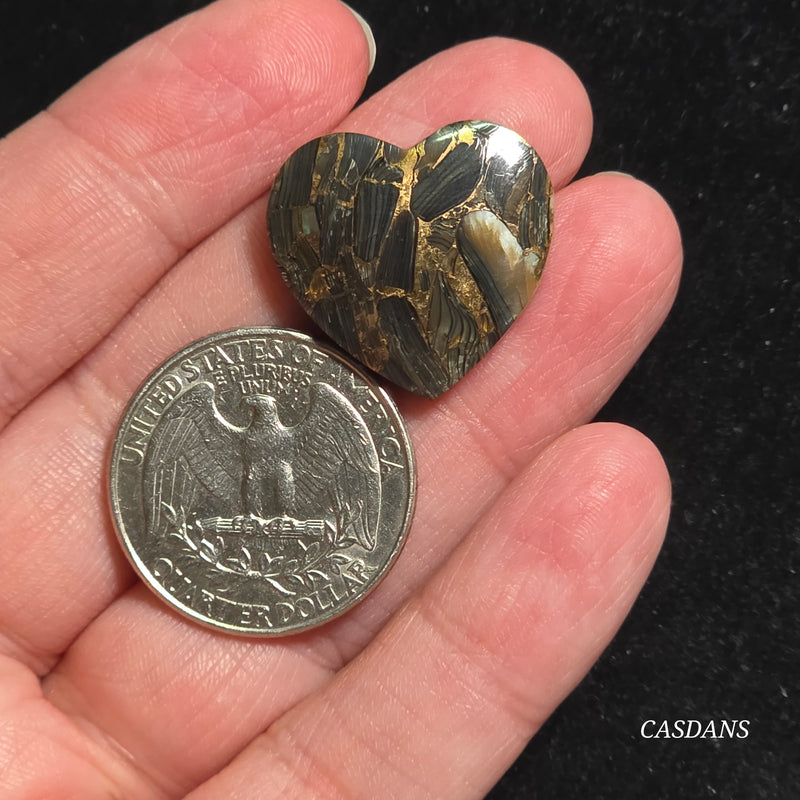 Dream Weaver Composite Heart Cabochon (Contains Mother of Pearl and Abalone Shell)
