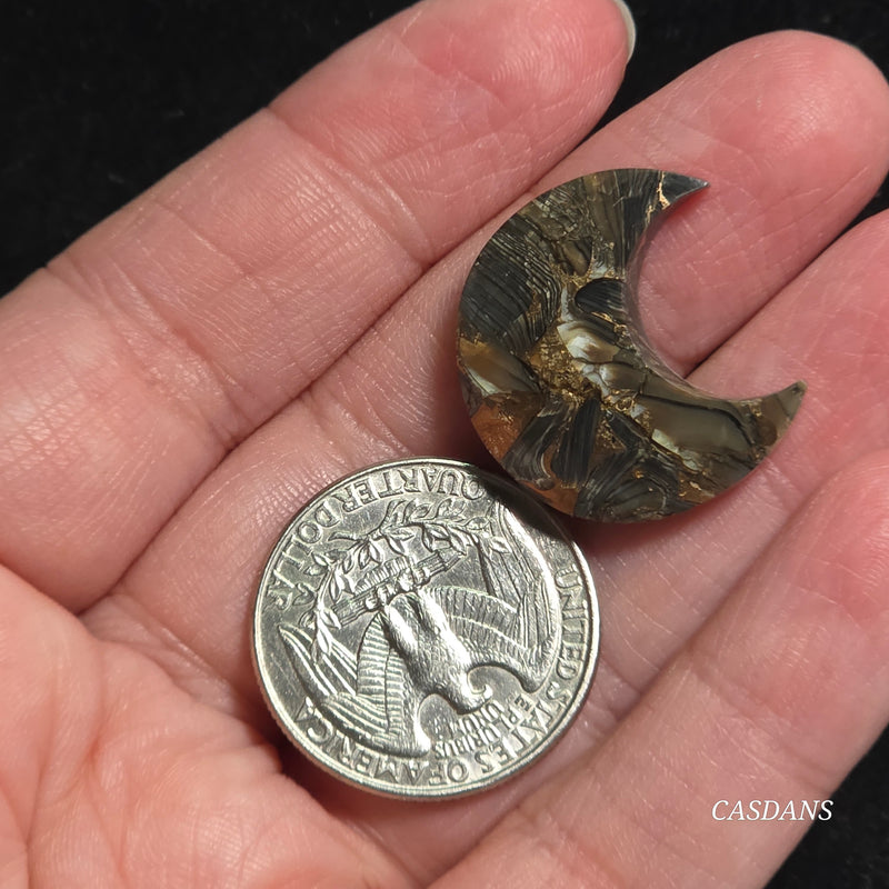 Dream Weaver Composite Moon Cabochon (Contains Mother of Pearl and Abalone Shell)