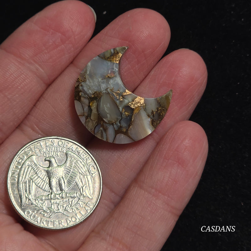 Dream Weaver Composite Moon Cabochon (Contains Mother of Pearl and Abalone Shell)
