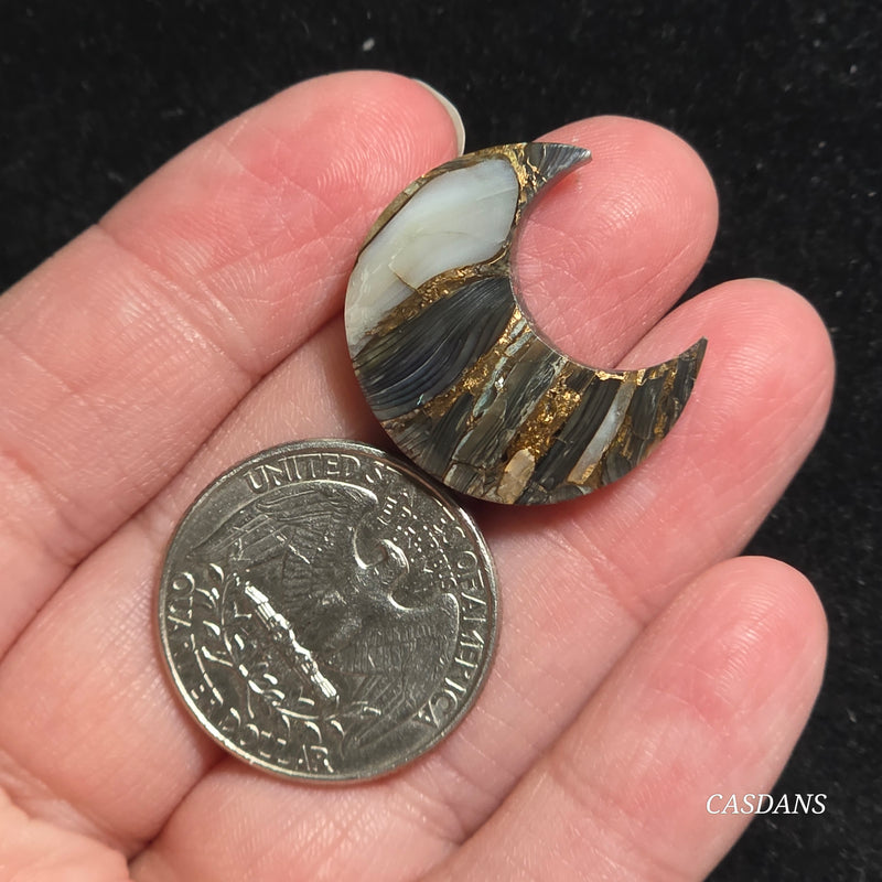 Dream Weaver Composite Moon Cabochon (Contains Mother of Pearl and Abalone Shell)