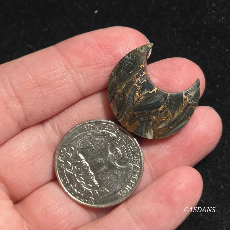 Dream Weaver Composite Moon Cabochon (Contains Mother of Pearl and Abalone Shell)