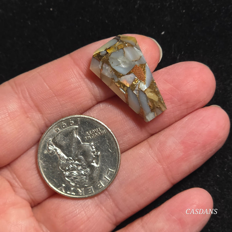 Dream Weaver Composite Coffin Cabochon (Contains Mother of Pearl and Abalone Shell)
