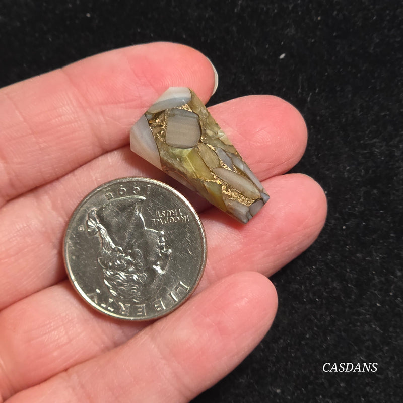 Dream Weaver Composite Coffin Cabochon (Contains Mother of Pearl and Abalone Shell)