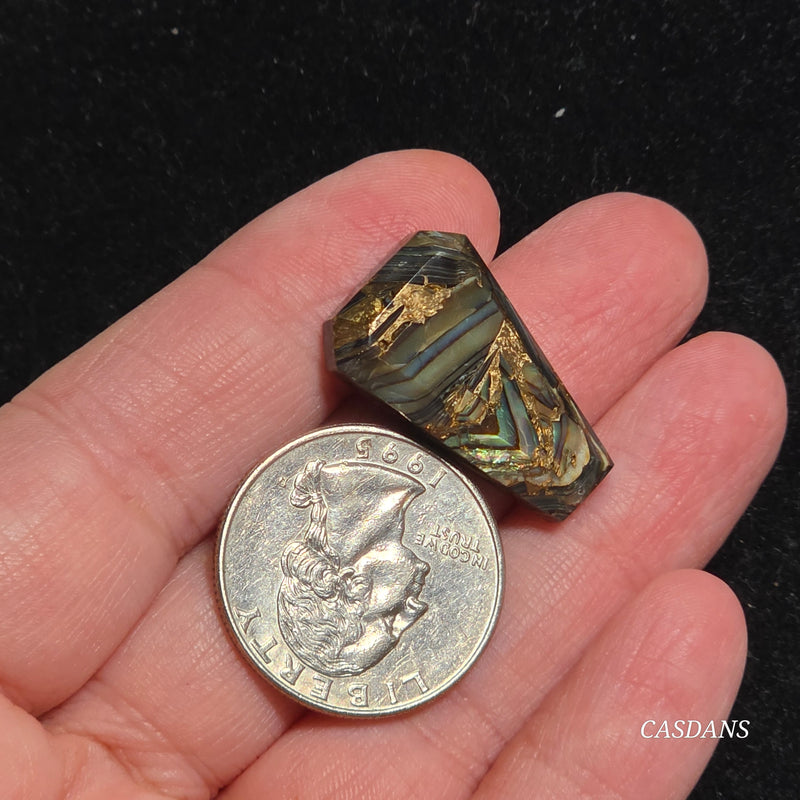 Dream Weaver Composite Coffin Cabochon (Contains Mother of Pearl and Abalone Shell)