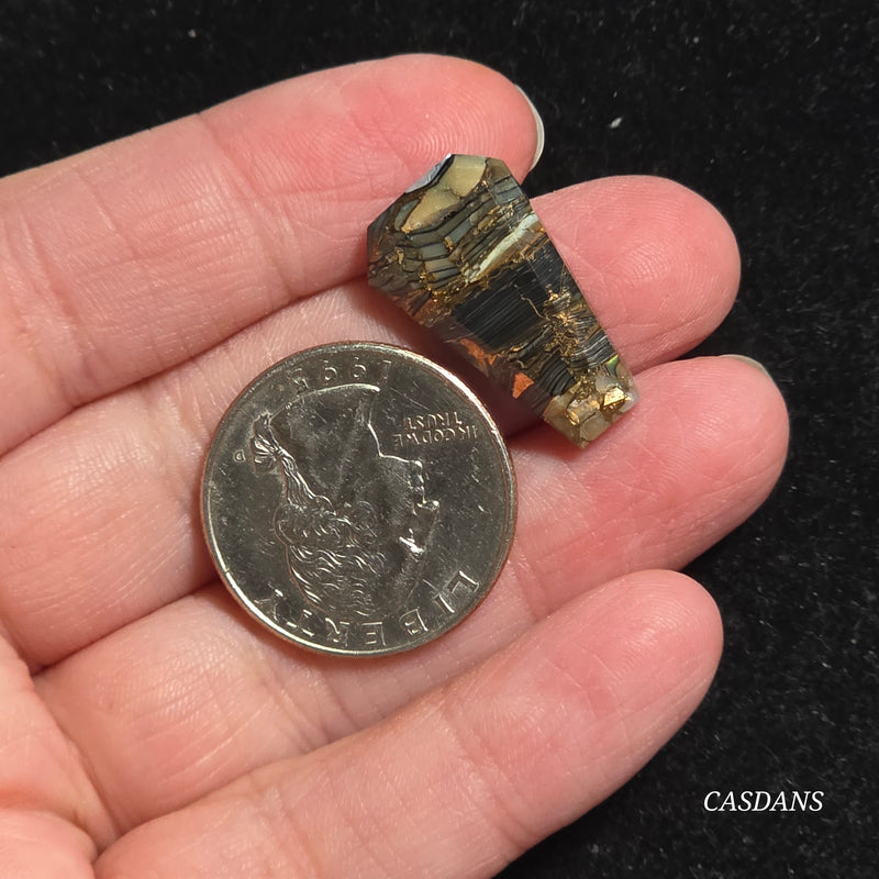 Dream Weaver Composite Coffin Cabochon (Contains Mother of Pearl and Abalone Shell)