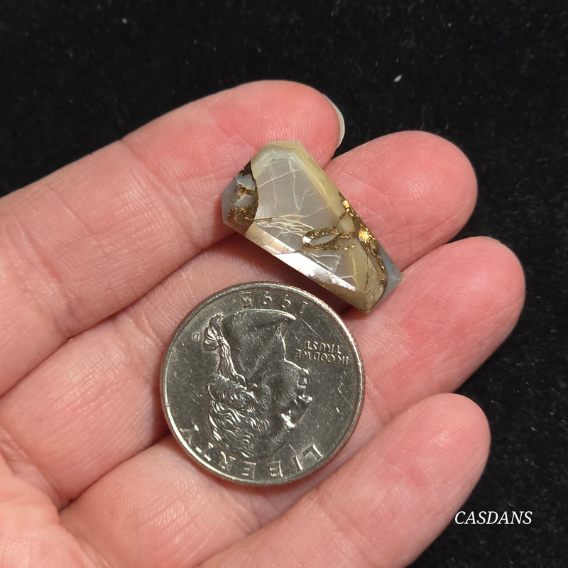 Dream Weaver Composite Coffin Cabochon (Contains Mother of Pearl and Abalone Shell)