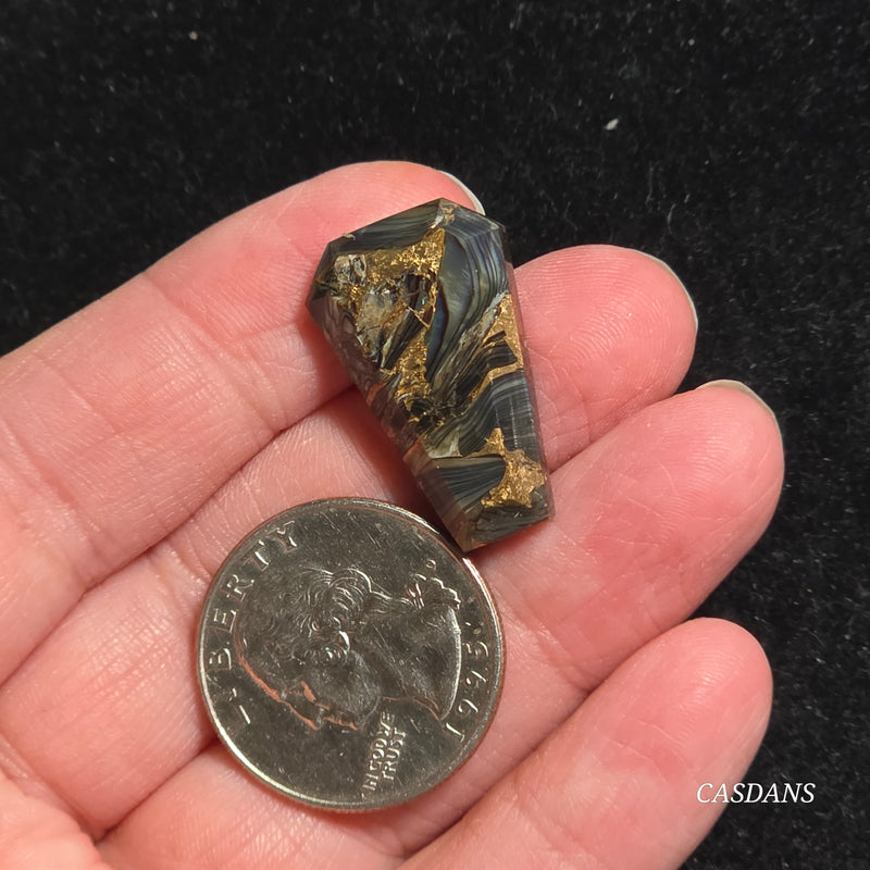 Dream Weaver Composite Coffin Cabochon (Contains Mother of Pearl and Abalone Shell)