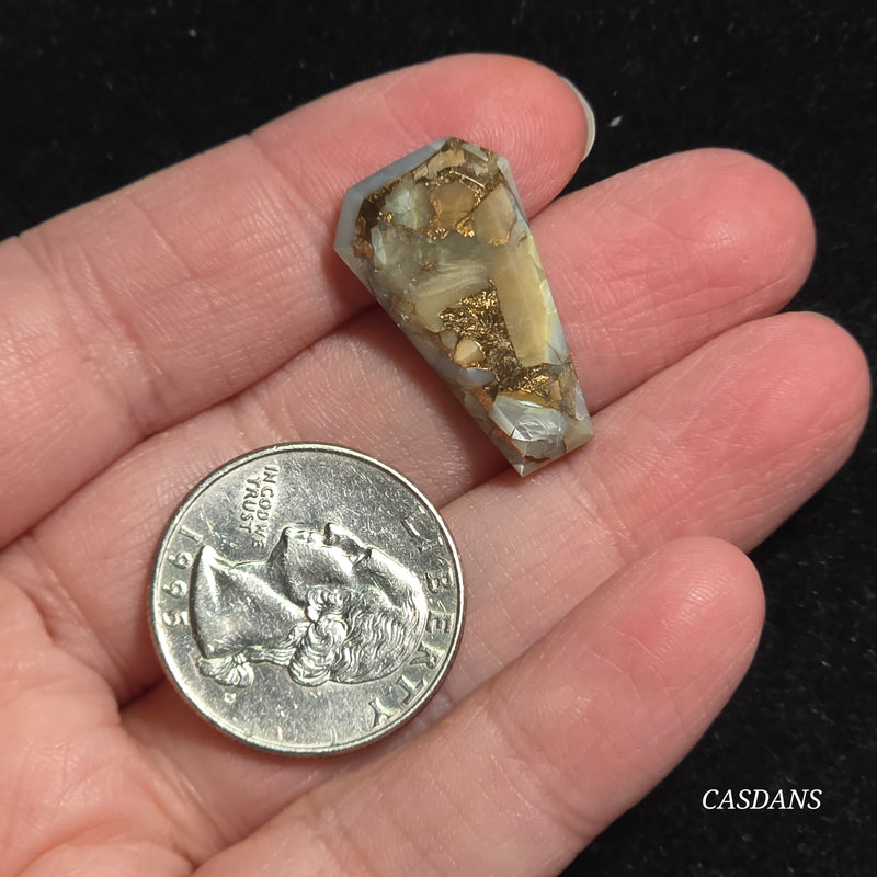 Dream Weaver Composite Coffin Cabochon (Contains Mother of Pearl and Abalone Shell)